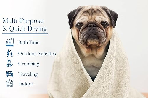 Miniatura 2 de DAN RIVER Toalla para perro, paquete de 1, 100% algodón, 20 x 40, ultra suave de 450 GSM, toalla súper absorbente y de secado rápido para perros,
