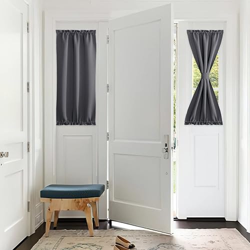 PONY DANCE Cortinas de ventana de puerta de luz lateral, cortina de ventana con aislamiento térmico de privacidad con alzapaños para puerta de