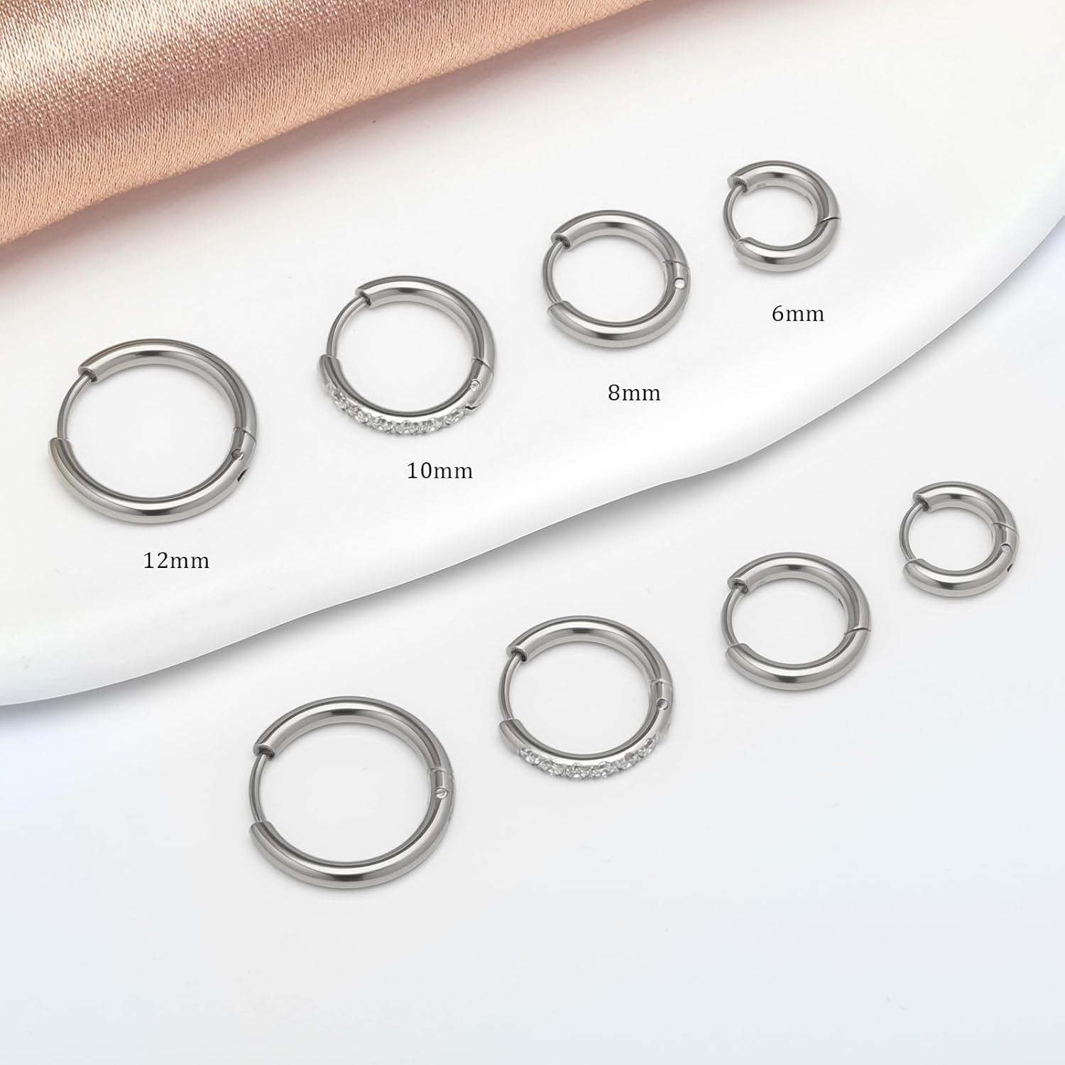 Small Silver Huggie Hoop Earrings Set for Women - 14K Gold Plated Stack Cartilage Earrings Multiple Piercing Hypoallergenic Jewelry,Lightweight Tiny Mini Thin Dainty Trendy Jewelry Set Gifts 4Pairs - Image 6