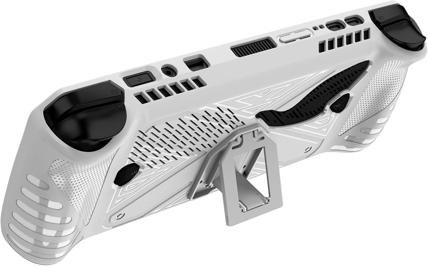 Protective Case for ROG Ally X (2024) RC72LA Gaming Handheld Console,ROG Ally X TPU Grip Cover Back Shell Accessories with Ergonomic Grip & Kickstand(White)