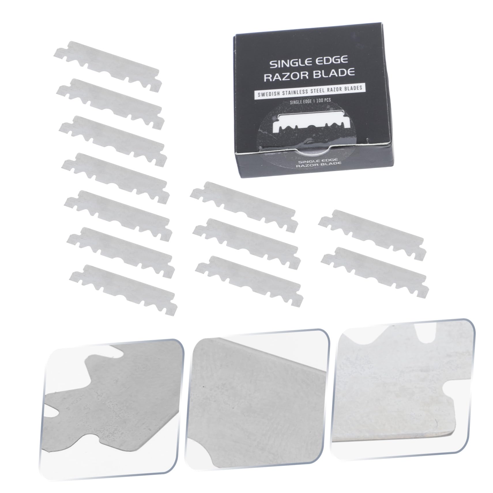 Lames de Rasoir Pliantes en Acier Inoxydable Argenté, 100 Pièces | Rasage Domestique, Barbe, Poils Fins, Usage Maison et Salons, Format Portable, Coupe Ancien, Barbier
