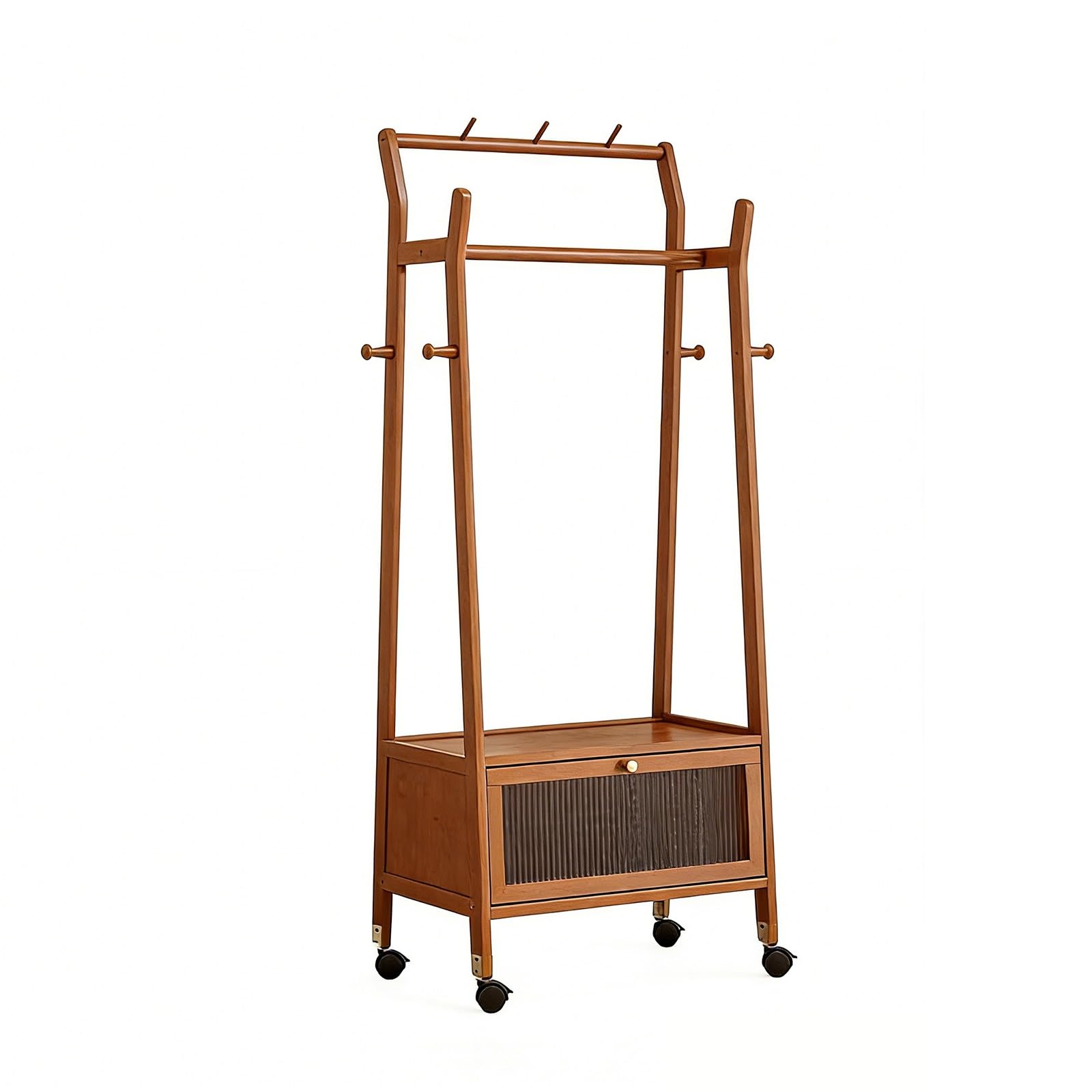 Meuble porte-manteau et étagère chaussures en bois foncé pour une entrée accueillante