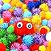 Caydo 2000 Pieces Assorted Sizes Multicolor Pompoms Glitter Pom Poms with 4 Sizes Wiggle Eyes for Hobby DIY Art Craft Supplies