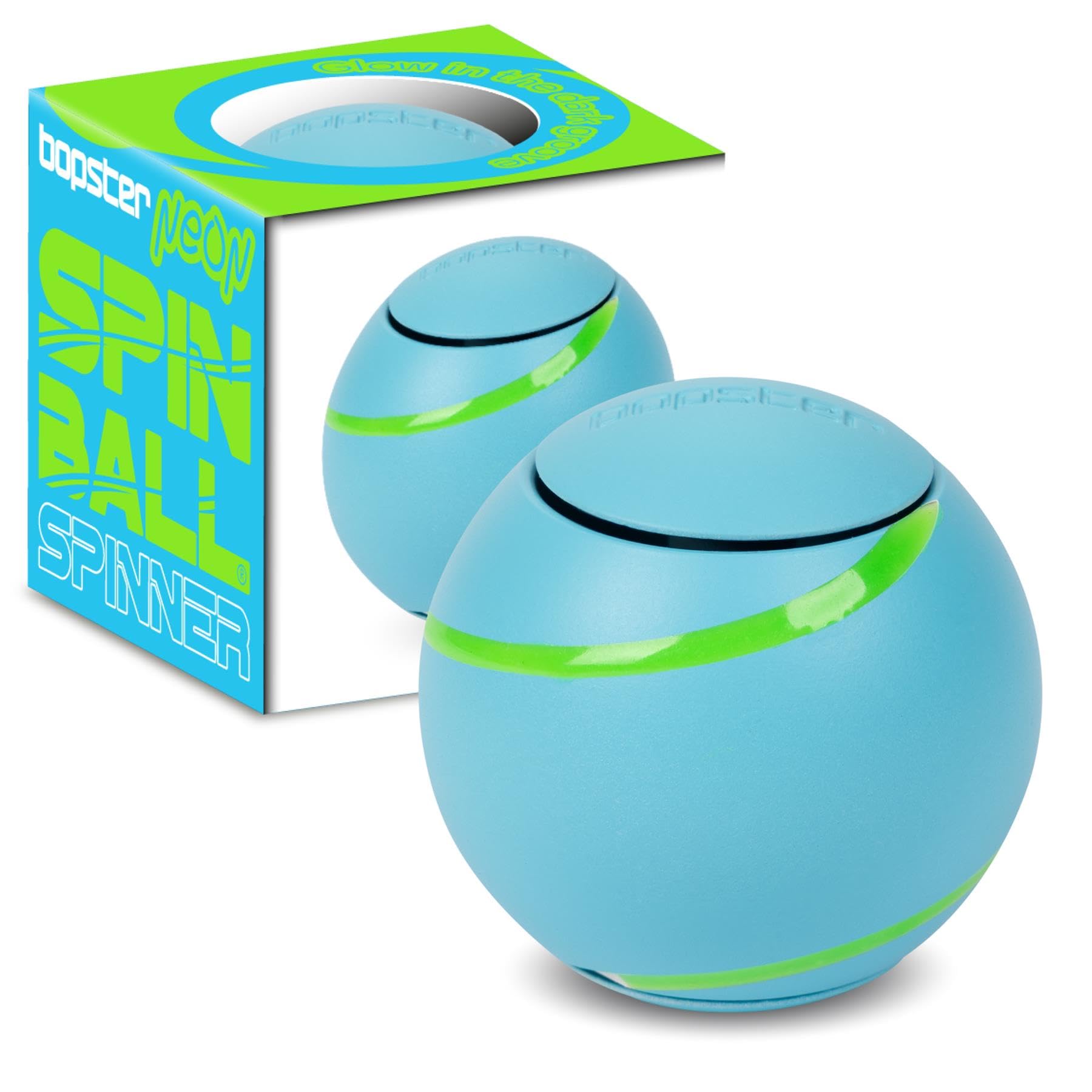 bopster Fidget Toy Spin Ball - Neon Blue - Luminous Sensory Desk Toy