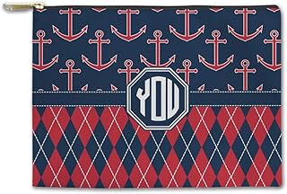 Personalized Anchors & Argyle Zipper Pouch - Small - 8.5"x6"