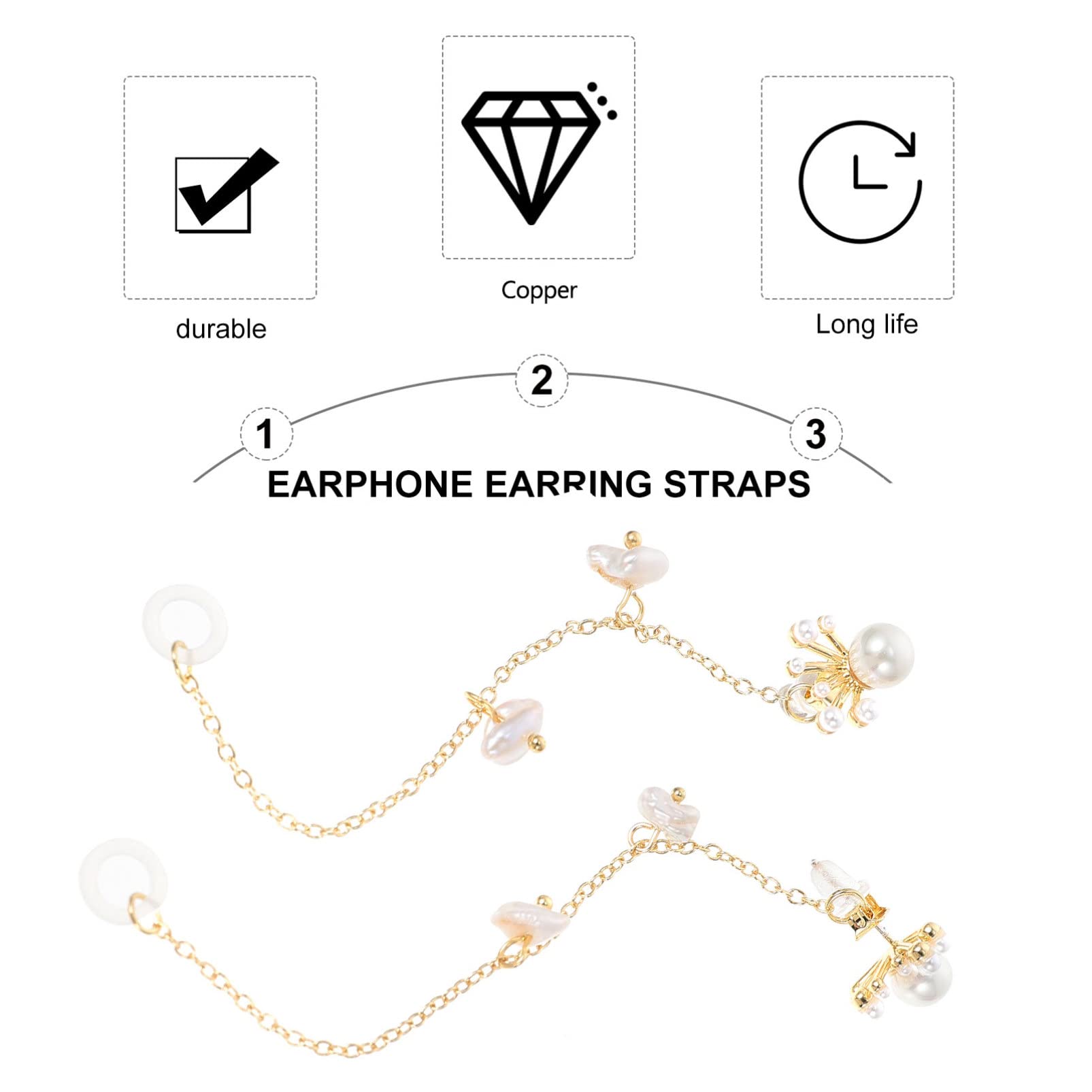 OSALADI 5piezas Cadena Decorativa para Auriculares Inalámbricos Strap Anti-pérdida De Rinestones Compatible Diversos Modelos De Earpiece