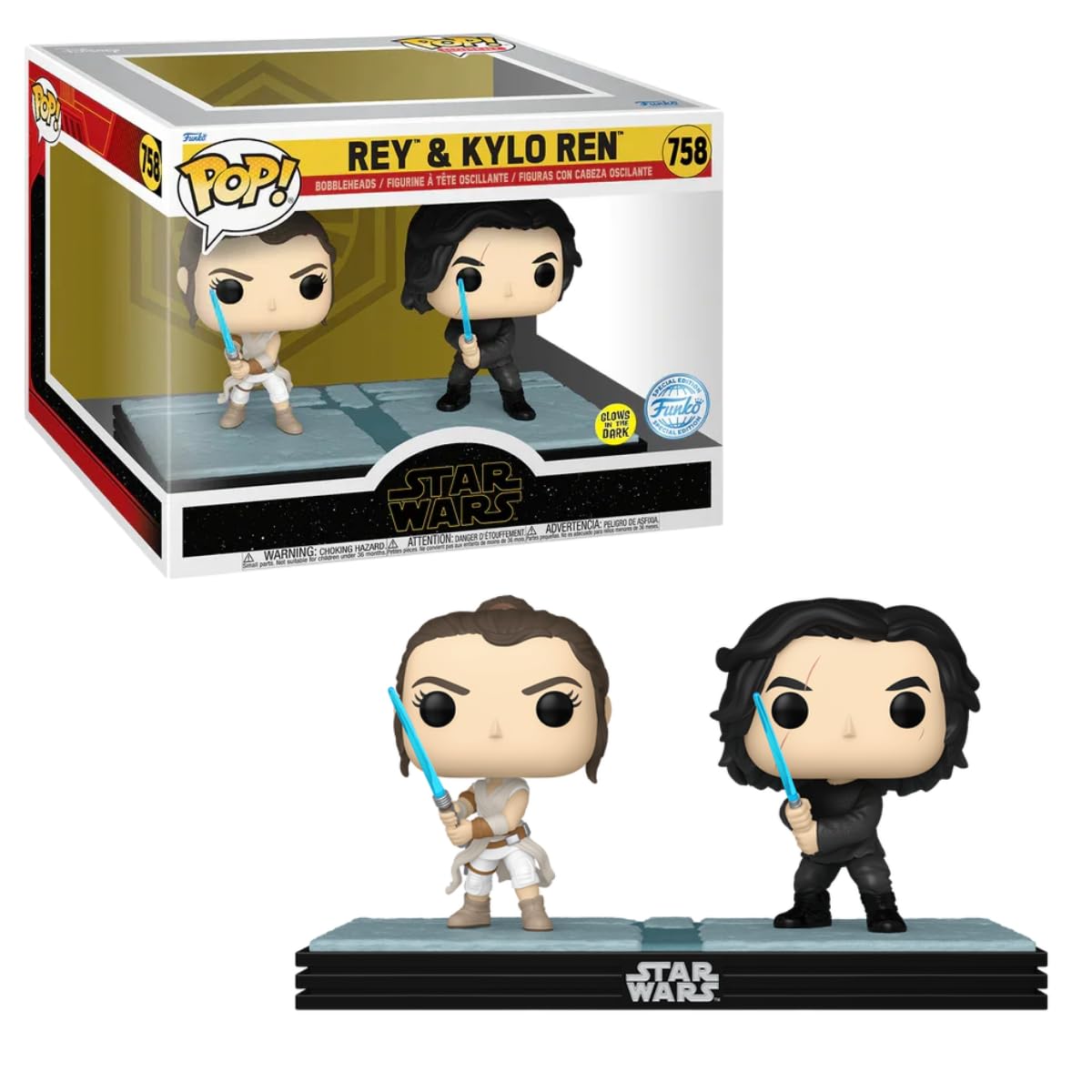 Amazon.com: Funko Pop Star Wars 758 Rey & Kylo Ren Glows