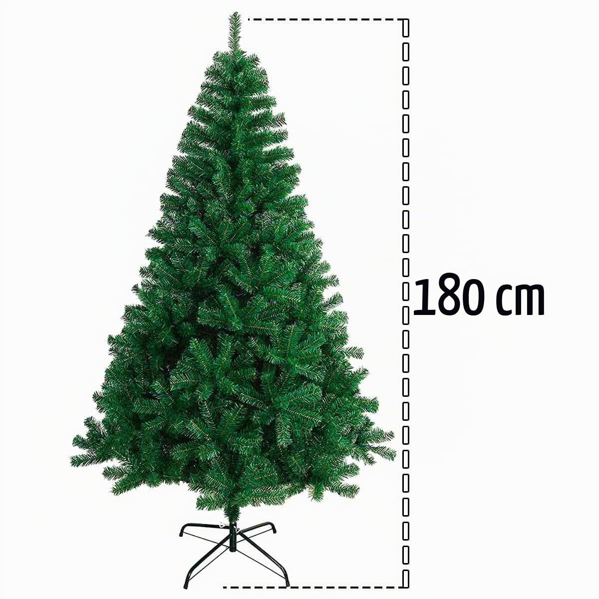 Tradineur - Árbol de Navidad, Abeto Artificial Verde, Estructura de plástico y Metal Revestido, Robusto y Duradero, fácil Montaje, 180 cm