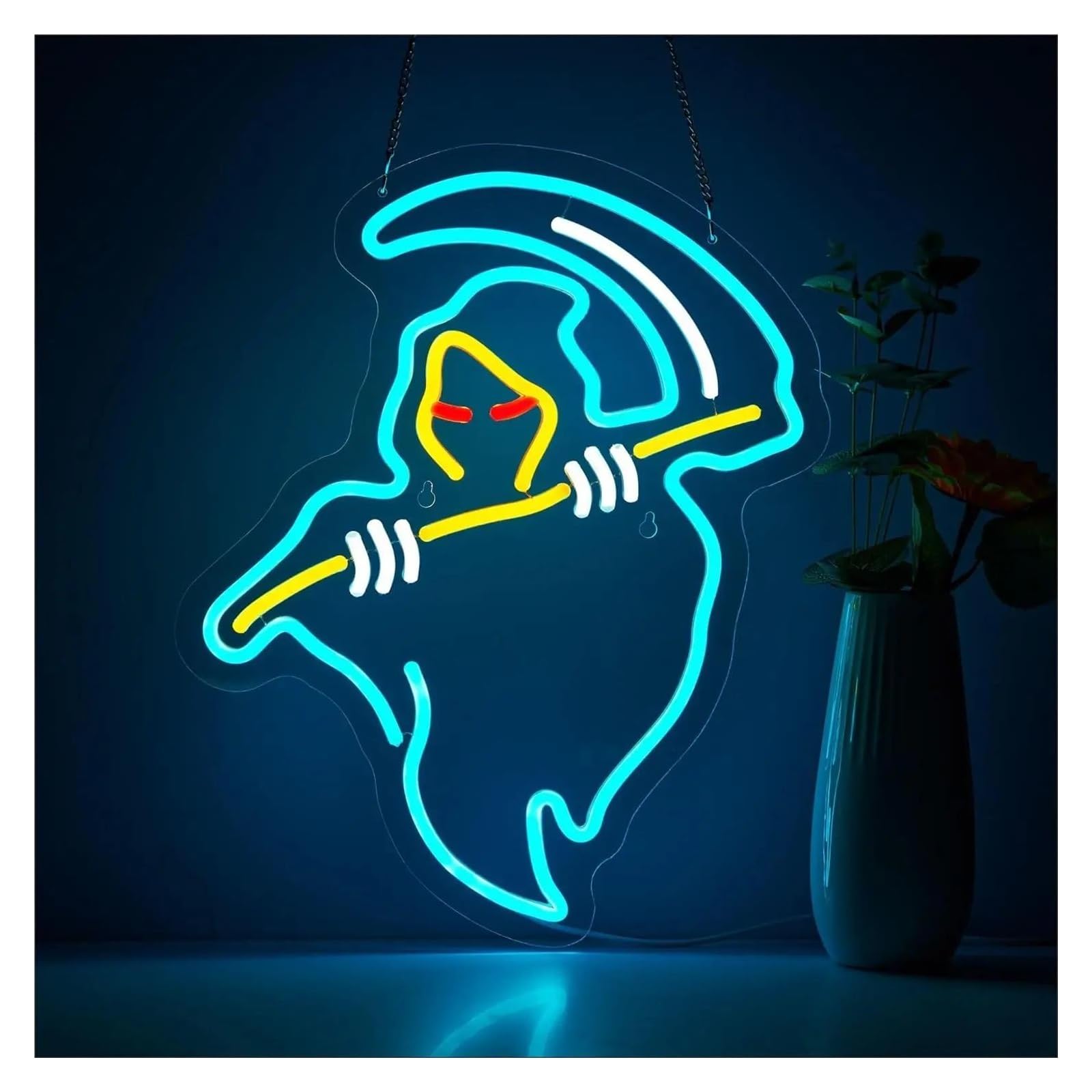 LEMST Signs Lamp Ghost Neon Sign for Wall Decor Devil Light Dimmable USB Powered for Room Men Cave Game Room Birthday Party Decor 40.89cmx32cm