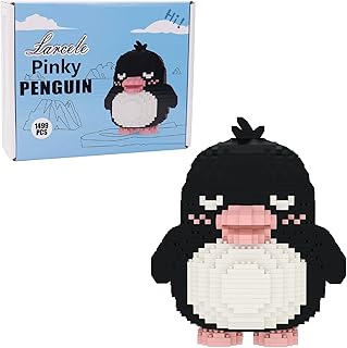 Larcele Lot de 1499 Micro Blocs de Construction Kit de Jouets, Mini Briques Construction Blocs de Construction Ensemble KLJM-07 (Pingouin Rose)