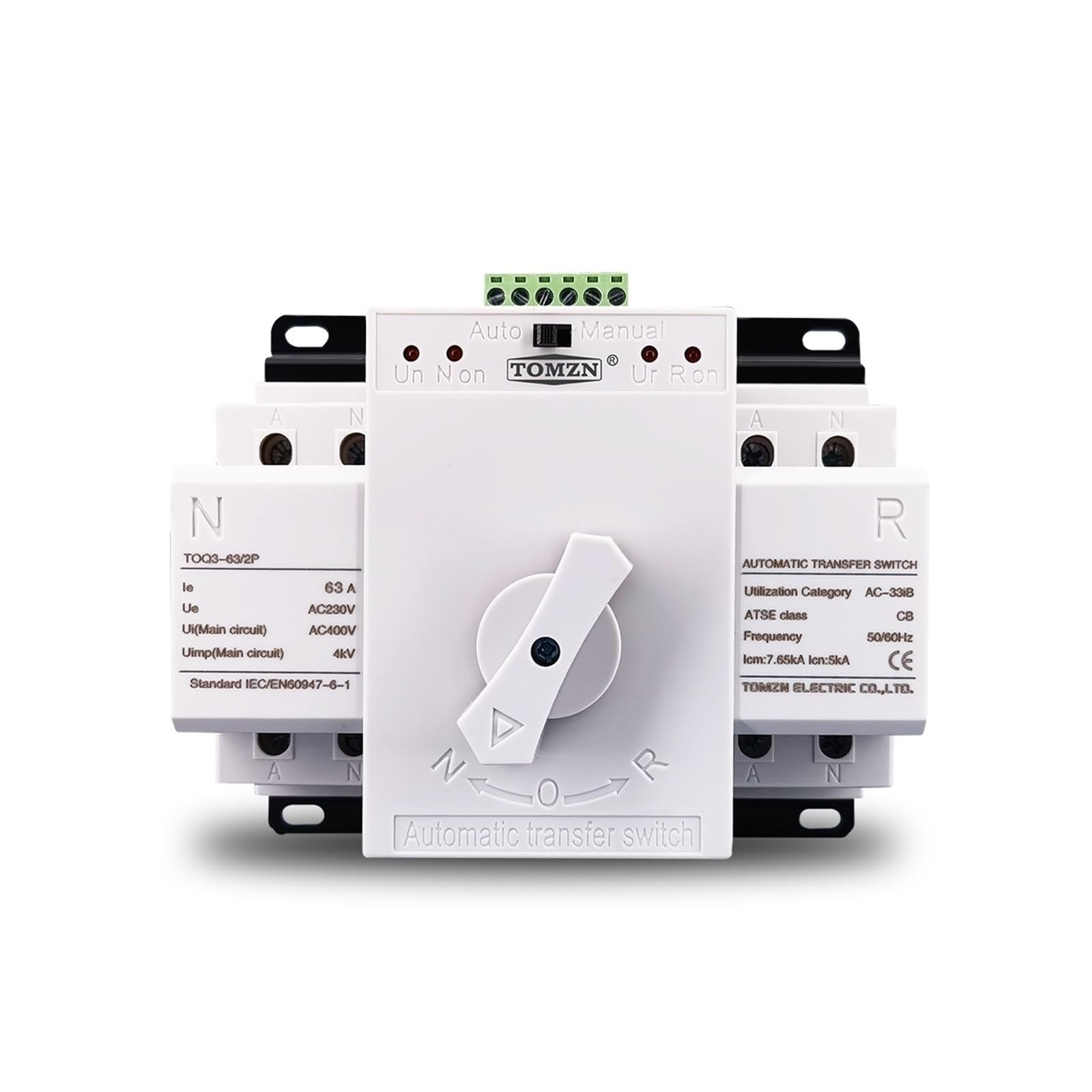 ATS 2P 63A 230V MCB Type Dual Power Automatic Transfer Switch TOQ3-2P/63