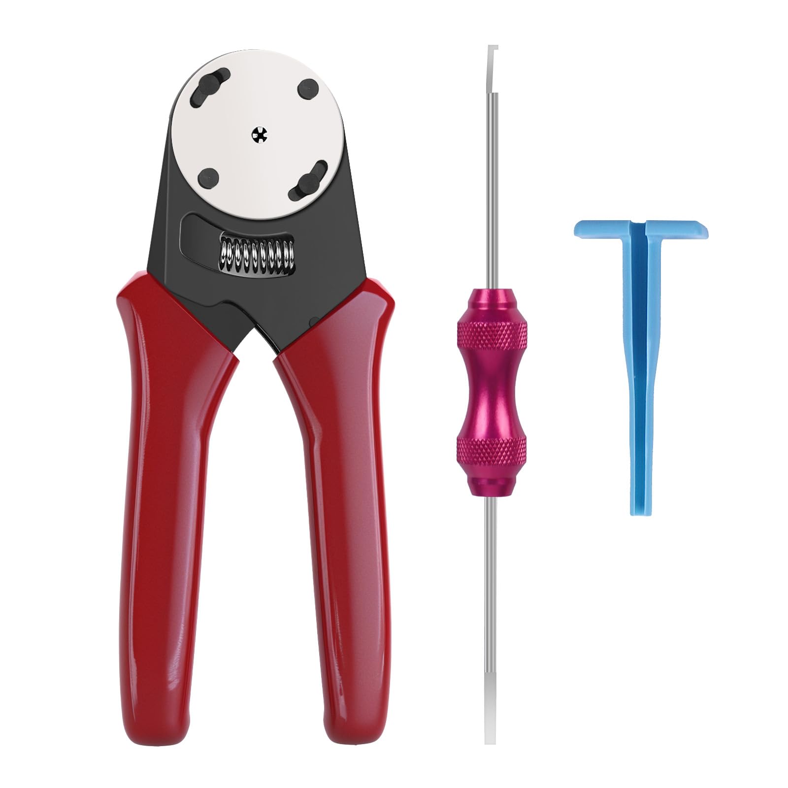 Deutsch Closed Barrel Crimper, Solid Barrel Contact & Circular Connector Contacts Crimping Tool (AWG 14-20) 4 Way Indent, 8 Impression Type，DT