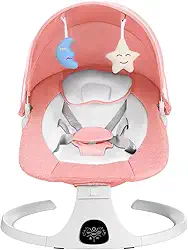 Cadeira de Balanço Automática Musical Bluetooth para Bebê até 18kg Rosa Multmaxx