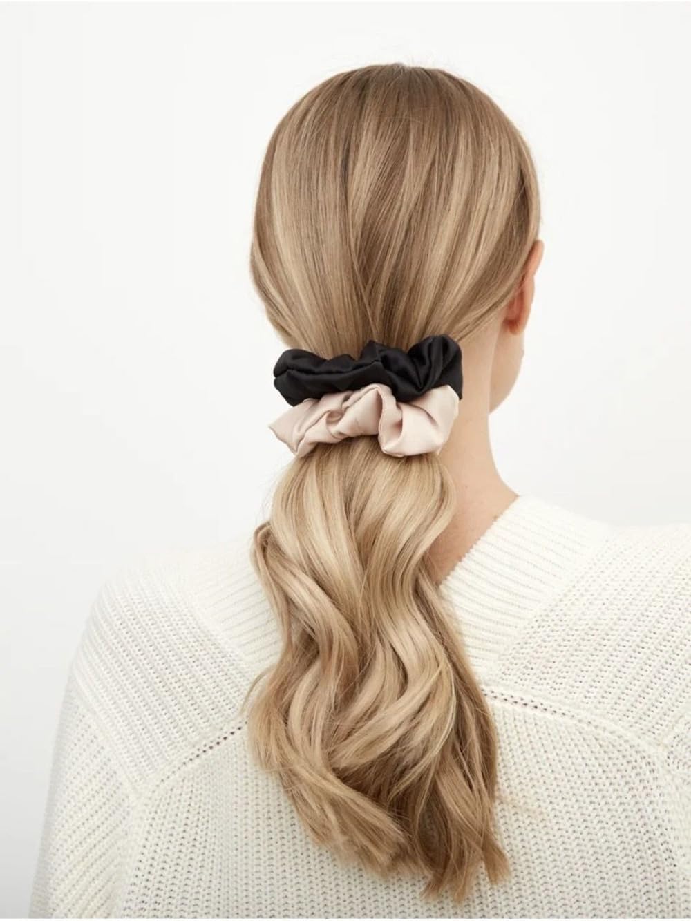 DAISYSILK 100% jedwabna opaska do włosów z morwy jedwabna gumka do włosów dekoracja do włosów bez uszkadzania włosów zapobiega puszeniu się włosów, 1 opakowanie, szampańska