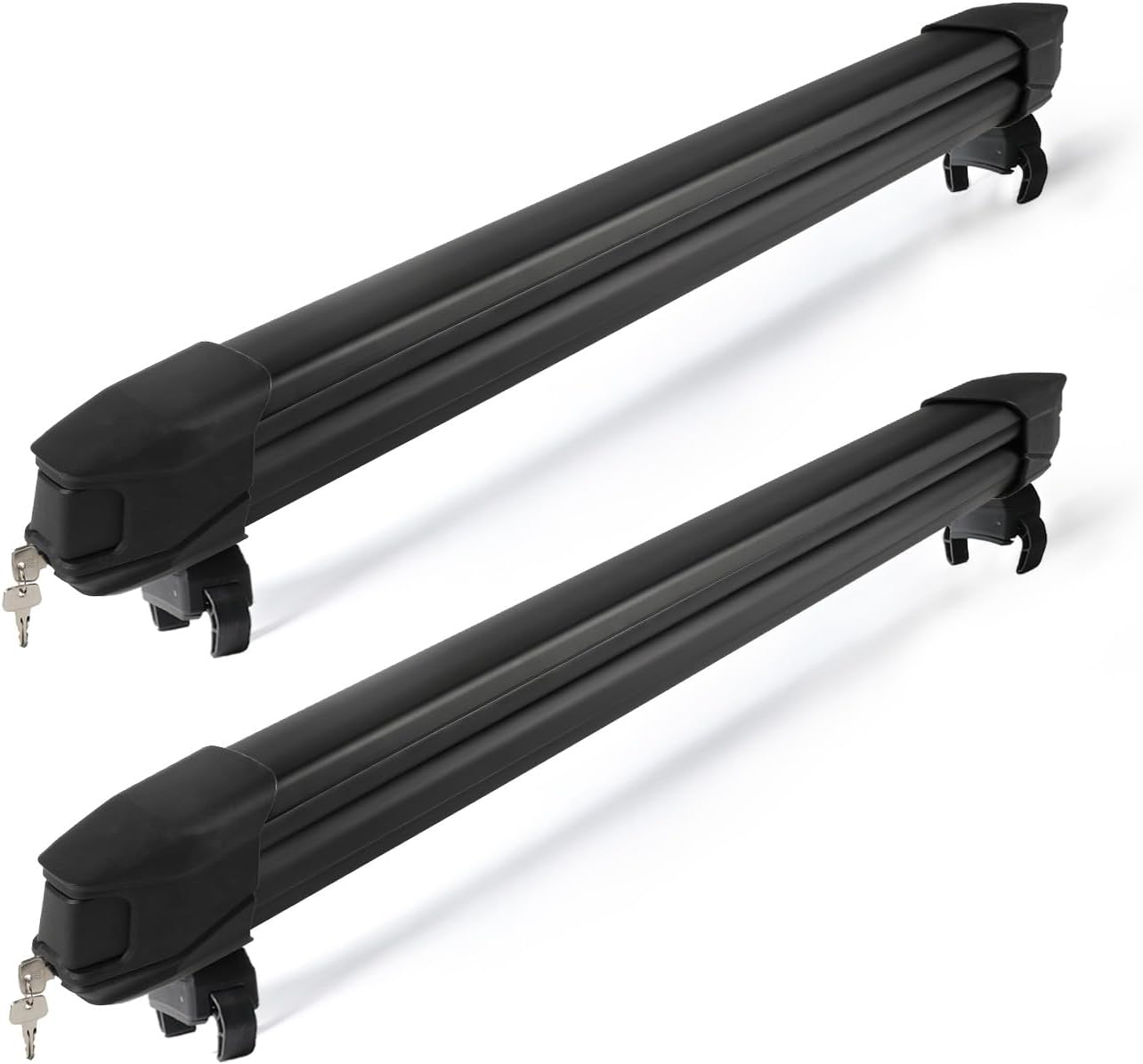 Ski Rack for Car Roof & Snowboard Roof Rack, Universal Ski & Snowboard Car Racks with Anti-Theft Lock, Fits 6 Pair Skis or 4 Snowboards, Mounting Clamp Hook Compatible with Various Cross Bars Without Sliding