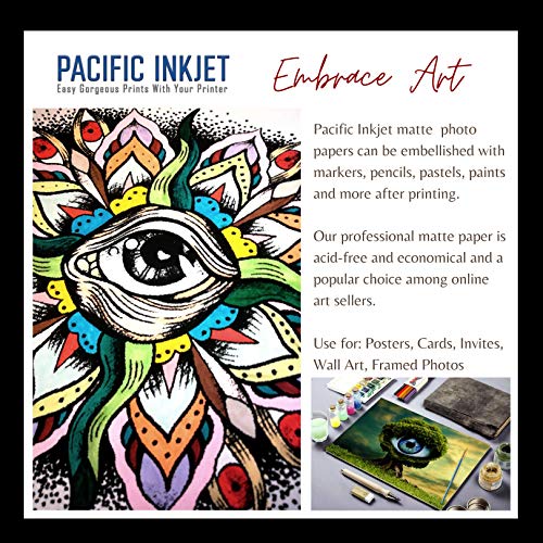 (8-X-10-Inch) Professional Quality Acid-Free Bright White Matte Inkjet Artist Paper 100-Sheets 230Gsm 10.4Mil | A Fine Art Inkjet Coated Cardstock-Like Paper For All Inkjet Brands #TOP4