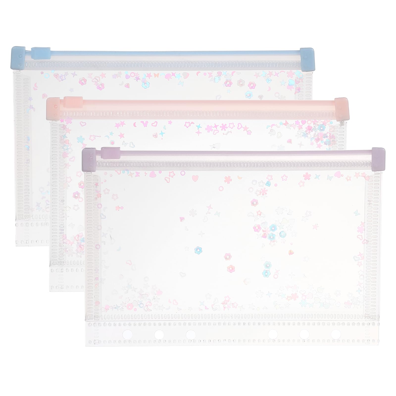 PATIKIL 3Pcs A6 Plastic Binder Zipper,7x5 Envelope Folders Planner,3 Colors — image 1