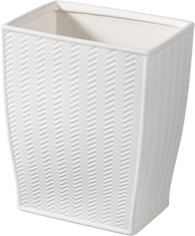 White Bathroom Trash Can, Stylish 1.32 Gallon/5 Liter Waste Basket for Living Decor, Bathroom, Office,Party,Room,Kitchen