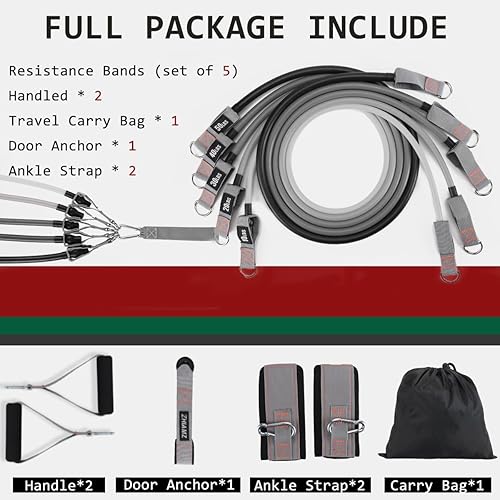 Miniatura 2 de Resistance Bands with Handles, Single Resistance Bands, Exercise Bands with Handles, for Resistance Training, Physical Therapy, Home Workouts,