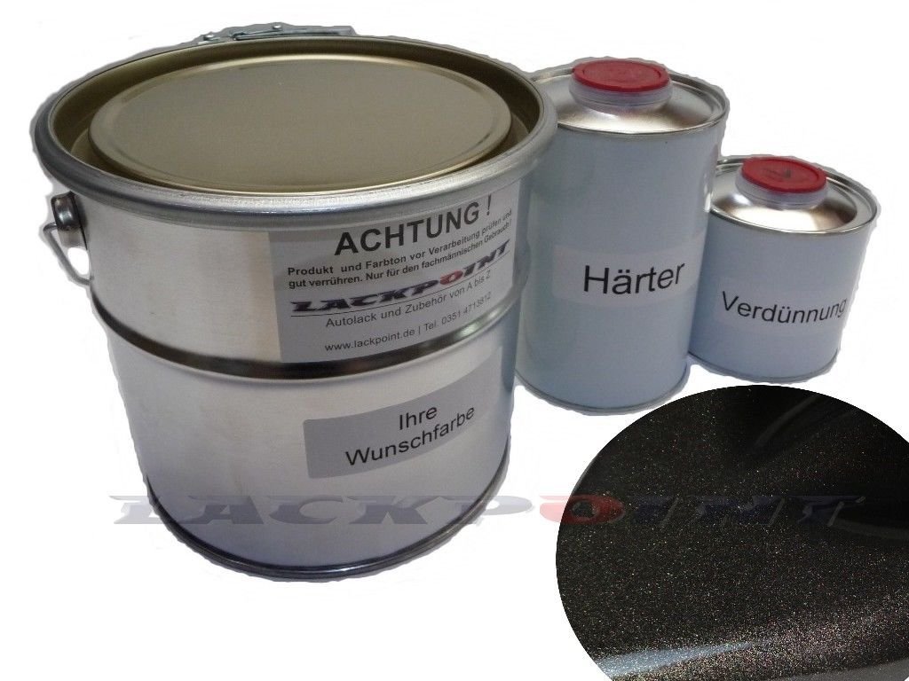 Lackpoint 1,75 Liter Set 2K Autolack Brillant Schwarz Metallic kein Klarlack nötig Trendlack