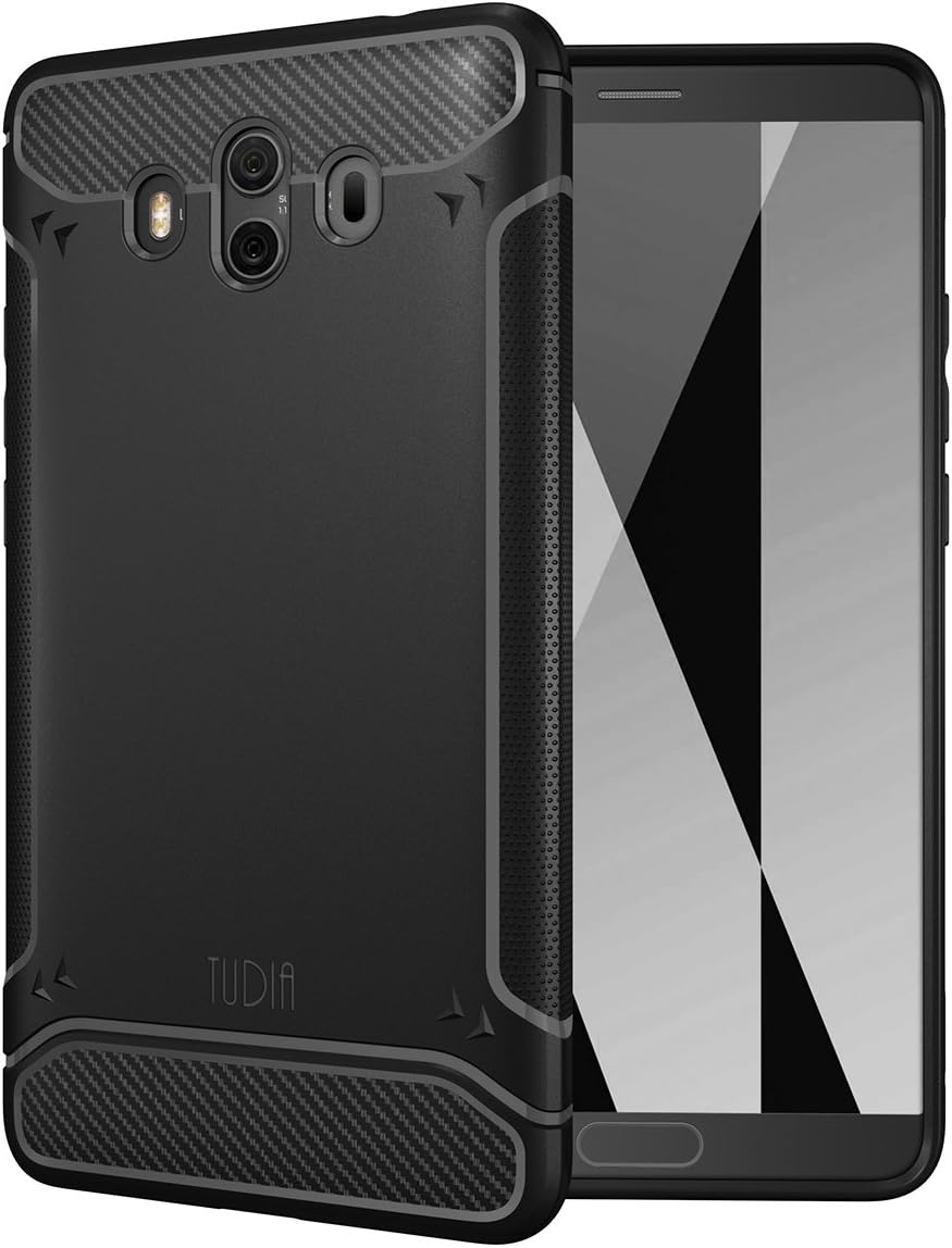 Huawei Mate 10 Case, TUDIA Carbon Fiber Design Lightweight [TAMM] TPU Bumper Shock Absorption Cover for Huawei Mate 10 (Black)