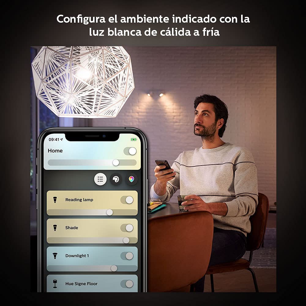 Philips Hue White Ambiance 2-Pack A19 LED Smart Bulb, Bluetooth