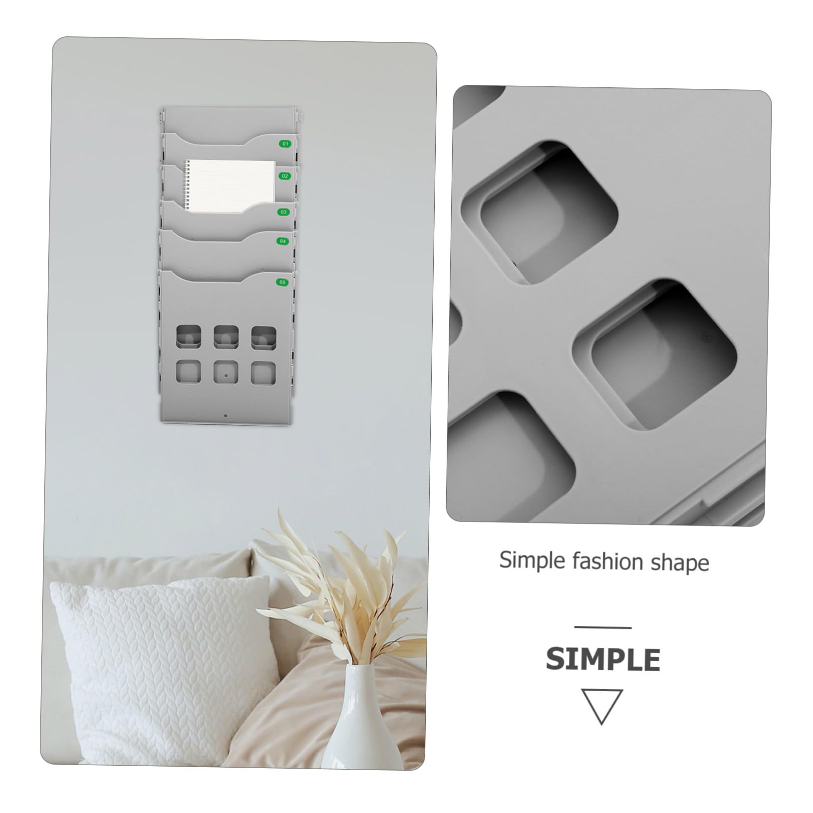 PLAFOPE Porta Documenti da Scrivania con Scomparti Organizer per Materiale di Cancelleria Supporto per Ufficio con Adesivo Senza Viti Argento per Insegnanti e Manager Design Elegante per