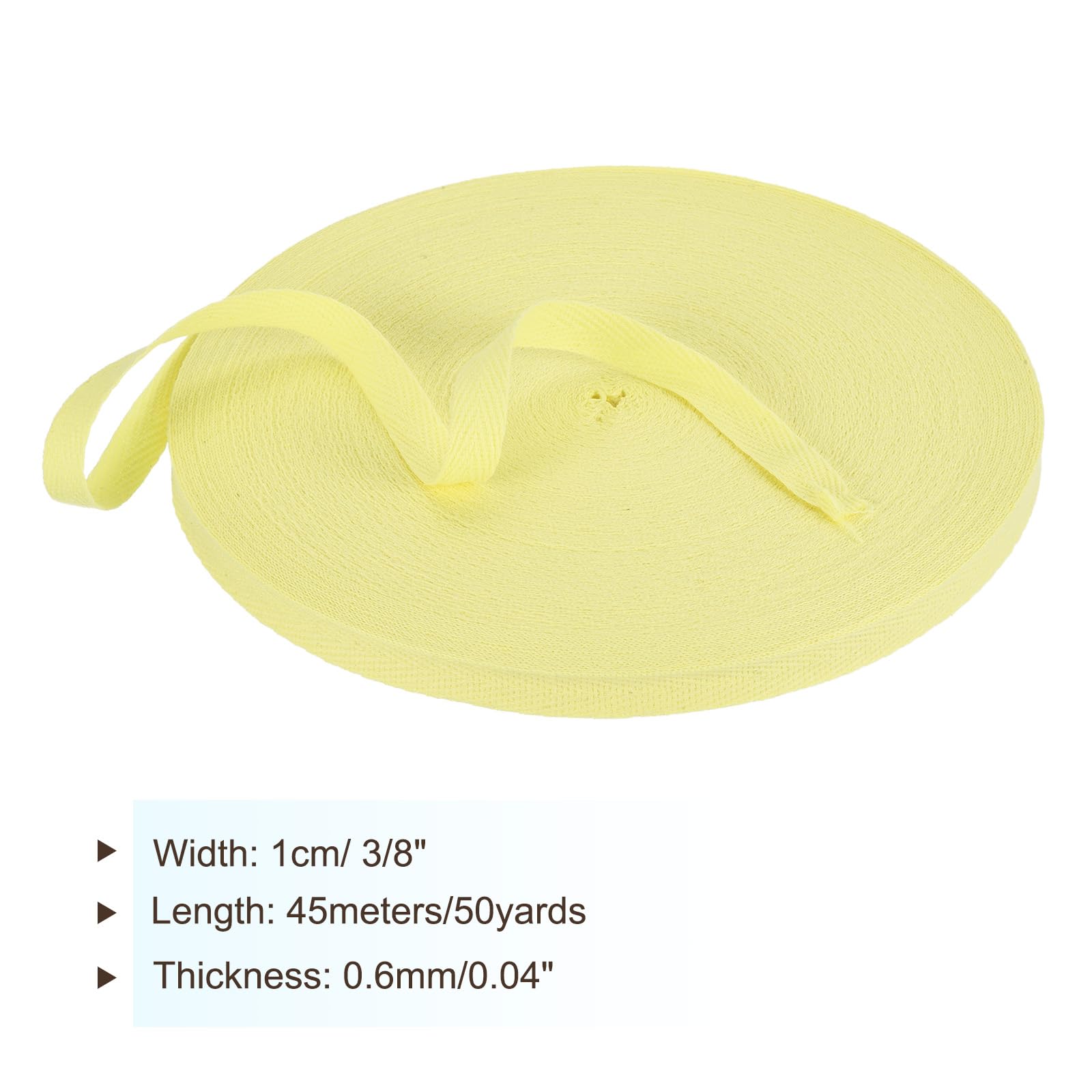 PATIKIL Cotton Twill Tape 10mm(3/8 Inch) 50 Yards Cotton Ribbon Bias Binding Tape Herringbone Webbing Trim for Sewing Gift Wrapping Craft DIY Light Yellow - Image 2