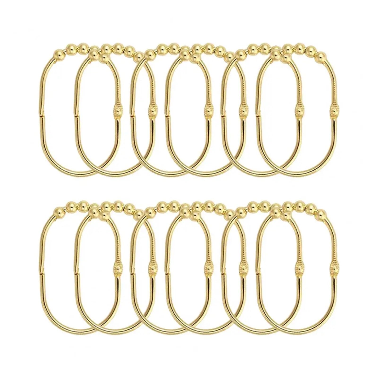curtain hooks 12Pcs Shower Curtain Hook Stainless Steel Five Balls Universal Rod Ring Hanger Holder for home(Golden)