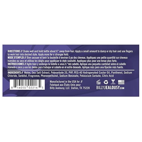 Miniatura 2 de Billy Jealousy Spray de sal marina, spray texturizante y voluminizador para todo tipo de cabello y longitudes de barba