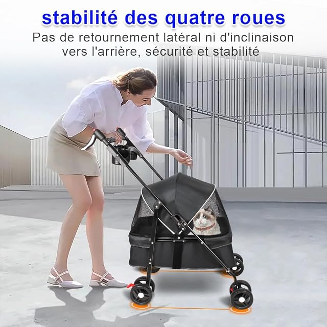 Foto 5 de 8 de Homewell Cochecito para perros 2 en 1 con 2 soportes para bebidas, bolsa de transporte plegable