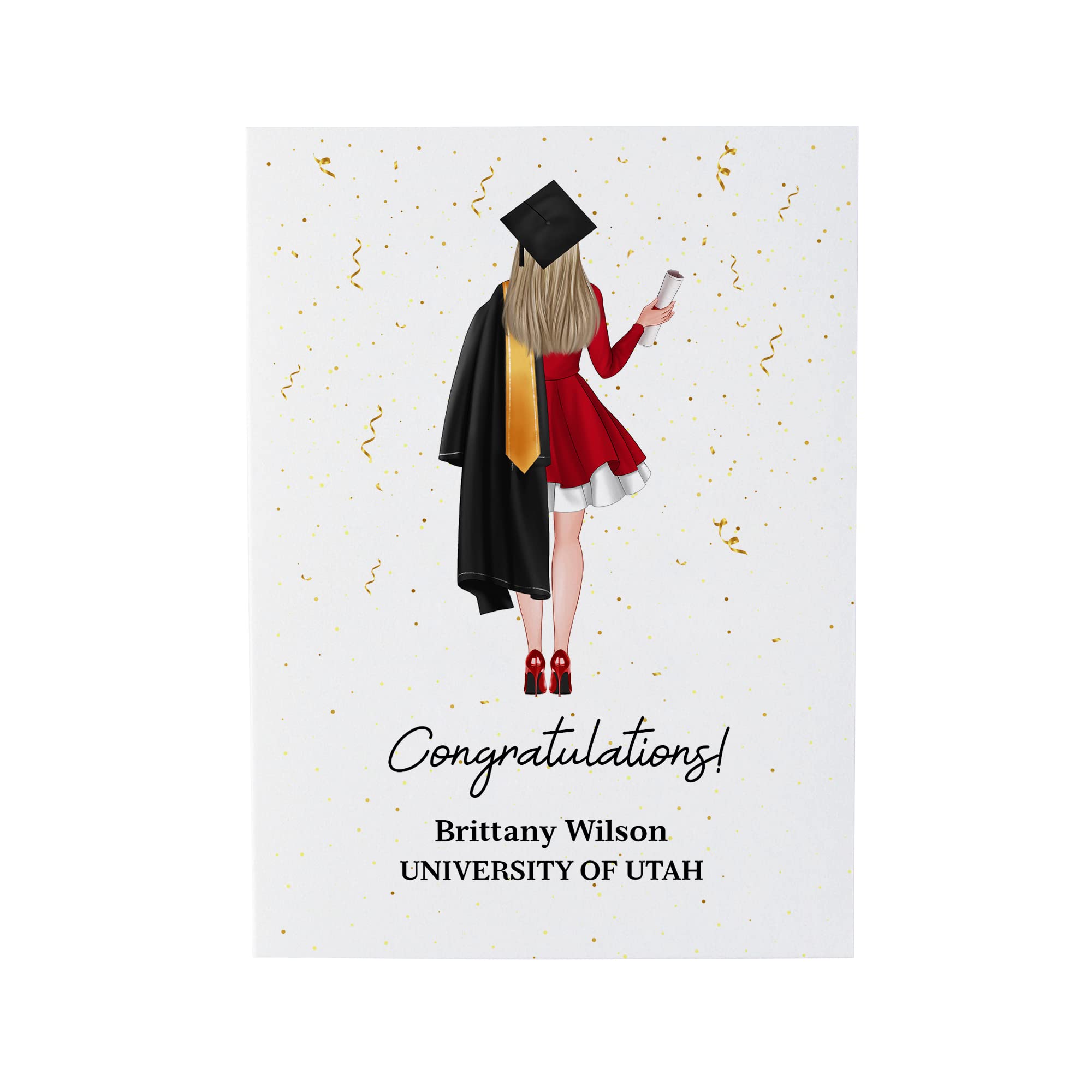 wowcugi Personalized Graduation Cards 2024 Grad Congratulations Graduation Card Folded Greeting Card with White Envelope Grad Gifts For Women Girls