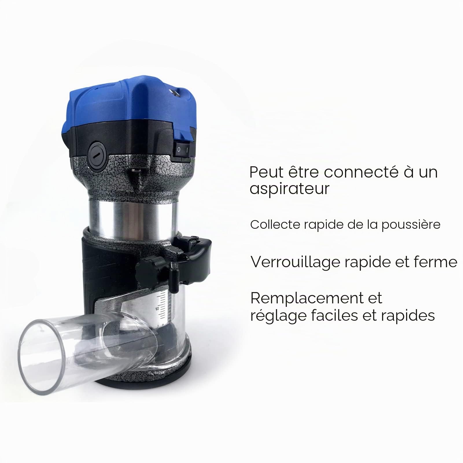 Base de Machine de Coupe, Base de Routeur Plongeant en Alliage D'aluminium Base de Machine de Coupe avec Poussière de Plastique Noire et Transparente, Distributeurs de Ruban