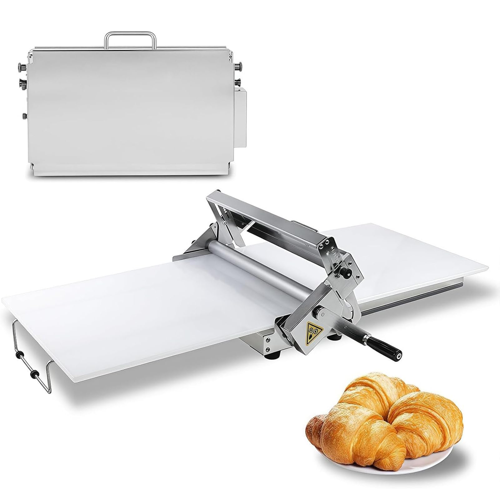 Sfogliatrice per pasticceria e pizza – Rullo per pasticceria in acciaio inox pieghevole manuale con spessore regolabile