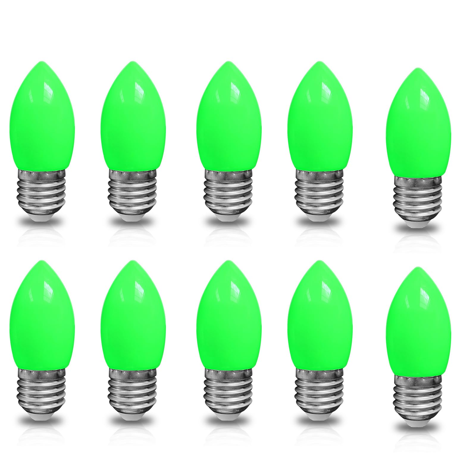 HUAMu E27 Coloured Light Bulbs 2W, Equivalent to 20W incandecent, SES Large Screw Light Bulb,Green for Fairy Lights,Party,Christmas Decoration,Pack of 10