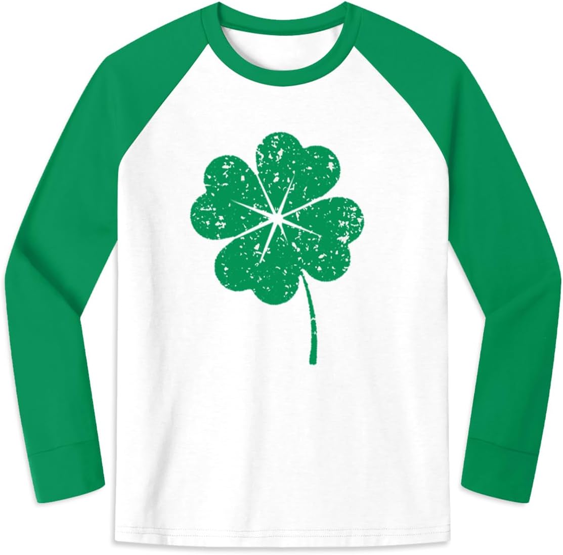 Unisex Kids St. Patrick’s Day Raglan Long Sleeve Shamrock Shirt Lucky Irish Patchwork Clover Top 2-10 Years