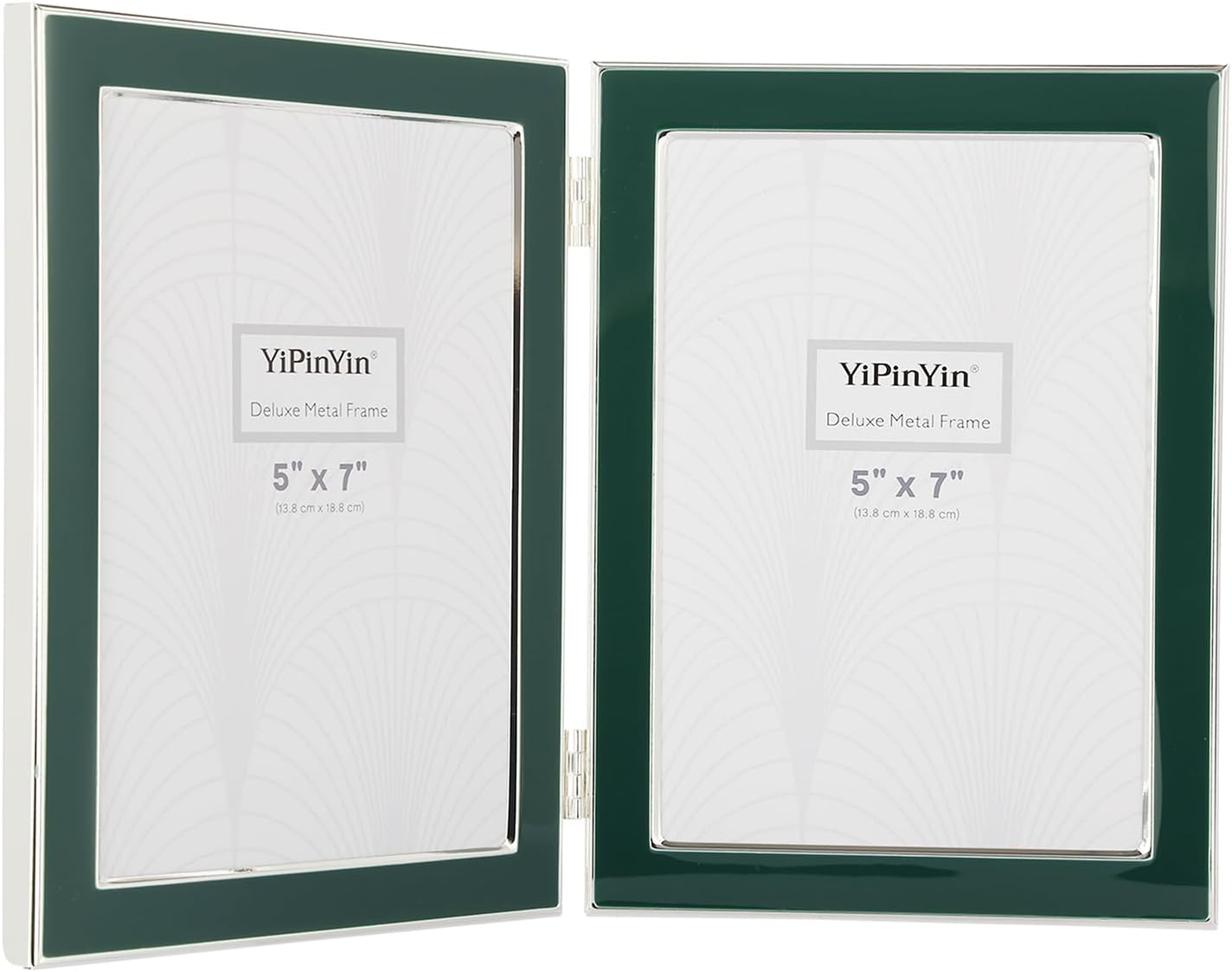 Silver Metal Edge 5x7'' Double Frames with Jasper Enamel