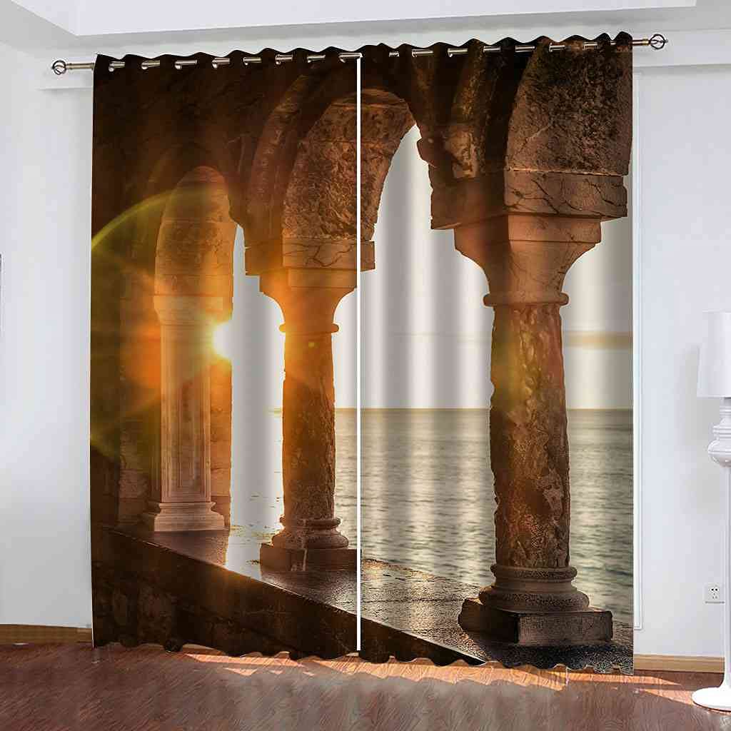Rideaux de fenêtre coucher du soleil romain pour salon moderne
