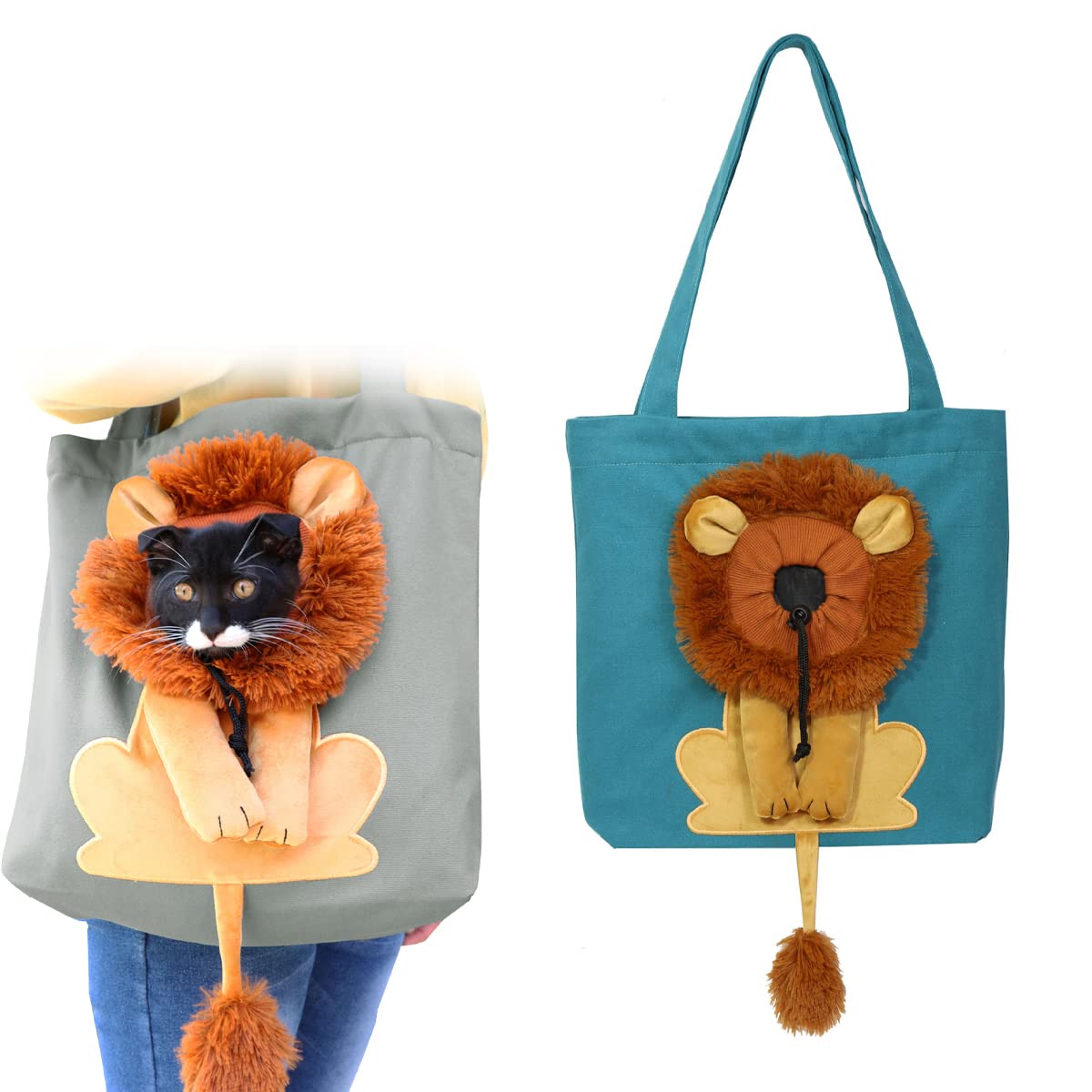 Borsa A Tracolla A Forma Di Leone Per Animali - 40x35cm, Traspirante, Con Coulisse Per Gatti E Cani Piccoli - Foto 7