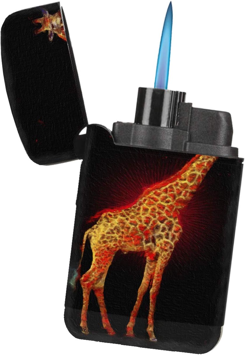 Giraffe Star Bright - Sunshine Cases Matte Black Rubber Grip Flameless Turbo Pocket Lighter