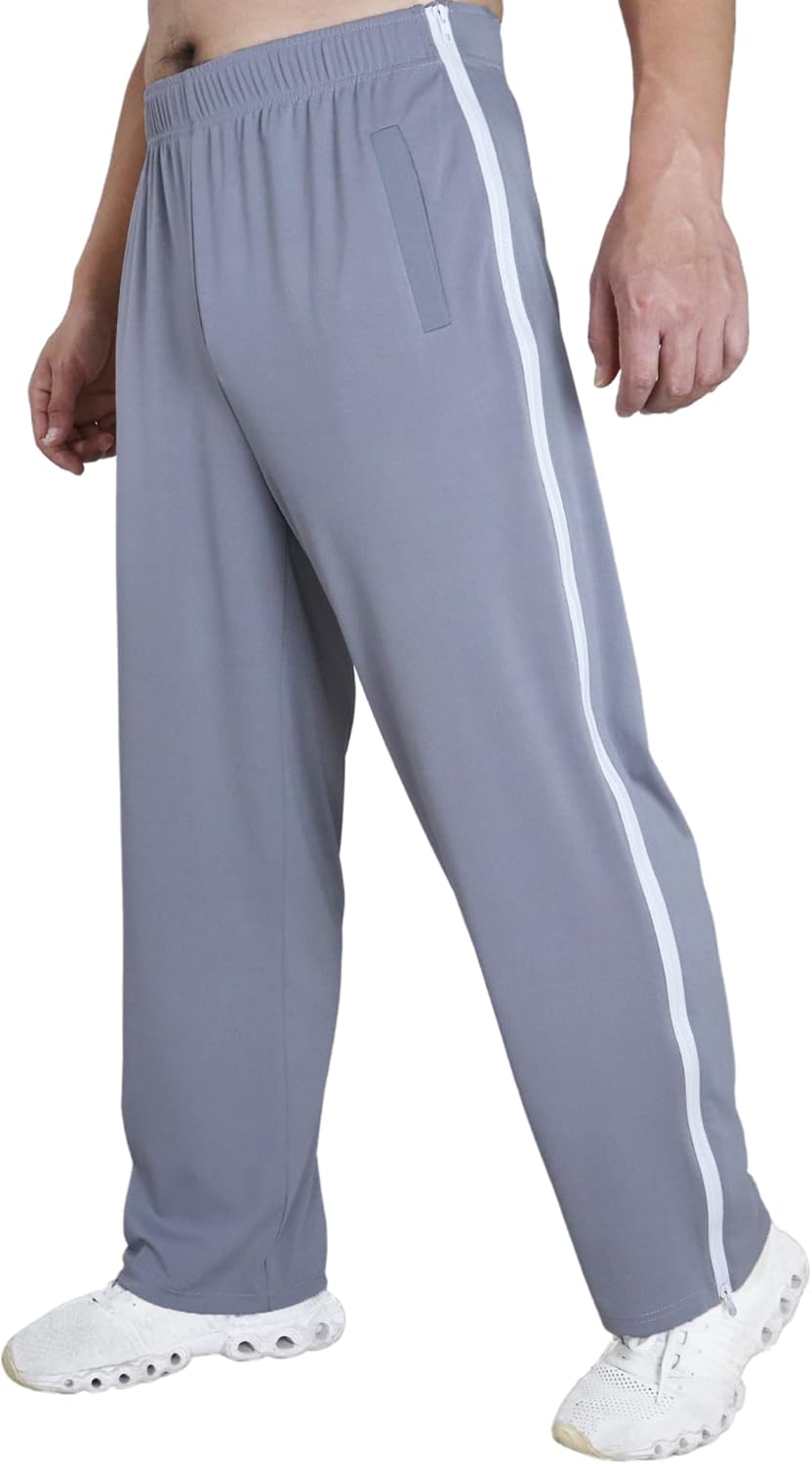 Tear Away Pants for Men Side Zipper Pants Zip Leg Sweatpants Breakaway Post Surgery Pants - Image 2
