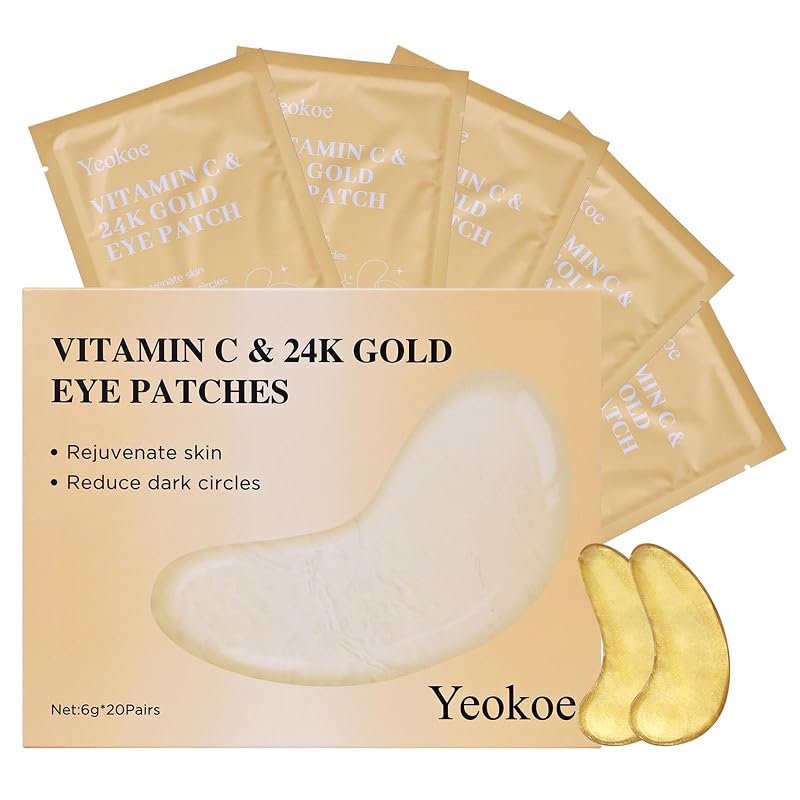 Yeokoe Máscaras para a região dos olhos com vitamina C e ouro 24K, 20 pares