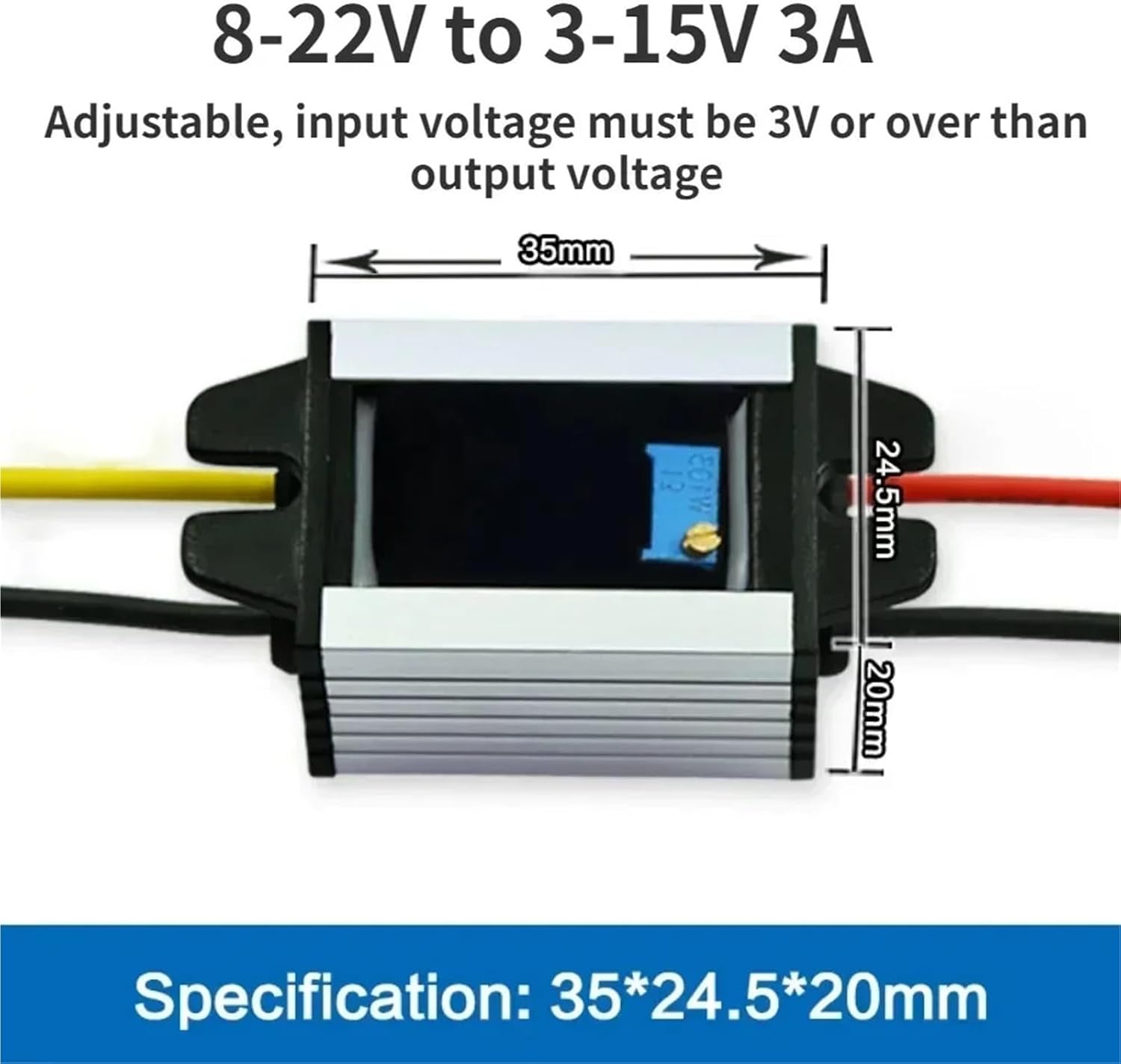 1 Pcs 12V24V to 3V 3.3V 3.7V 4.2V 5V 6V 7.5V 9V 12V Power Supply Voltage Converter Buck Step-Down Module DC to DC Converter for Car(8-22V to 3-15V)