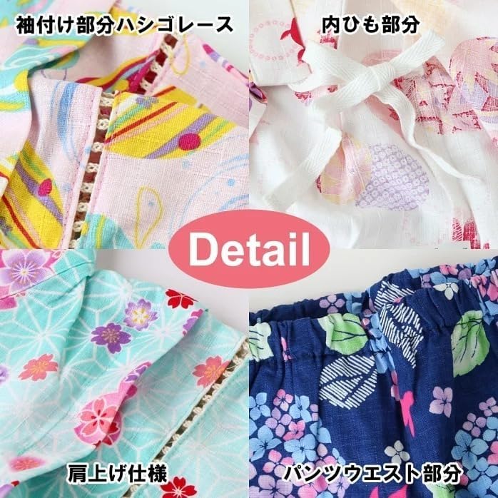 Children's Kimono Girls Clothes 2-Pieces Outfit Kids Jinbei Cute Japanese Kimono 100% Cotton Summer Casual Costume - Image 3