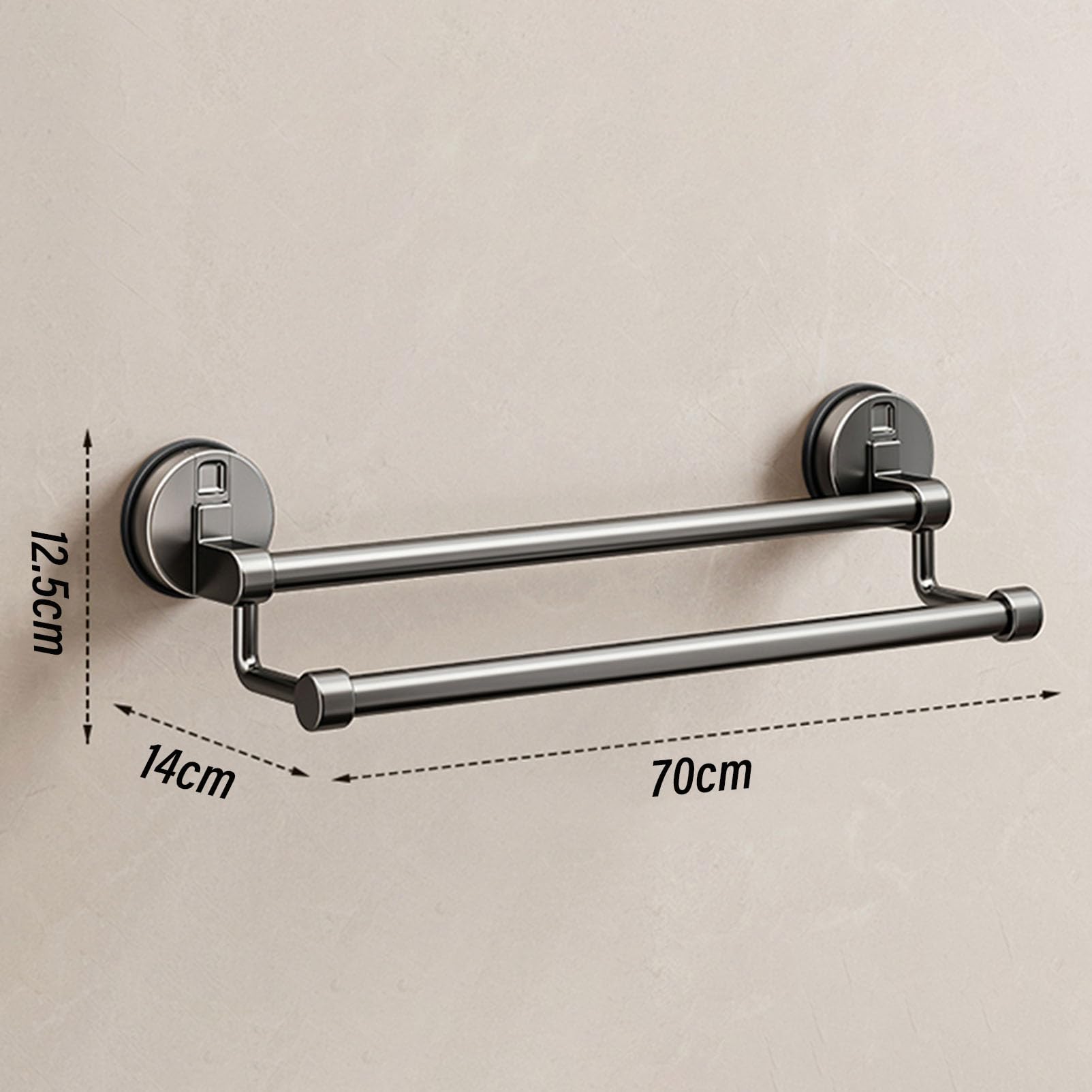 Handtuchhalter Saugnapf Handtuchstange für Badezimmer ohne Bohren Handtuchhalter Wand 2 Stange Handtuchhalter für Küche aus Aluminiumlegierung,Badezimmer-Zubehör