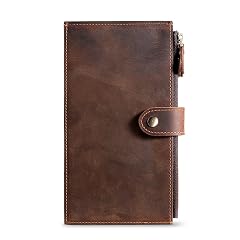 Distressed Retro Card Holder Multifunctional Mens Handbag Large Capacity Zipper Mobile Phone Bag Long Wallet
