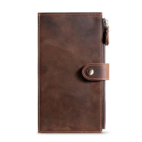 Distressed Retro Card Holder Multifunctional Mens Handbag Large Capacity Zipper Mobile Phone Bag Long Wallet