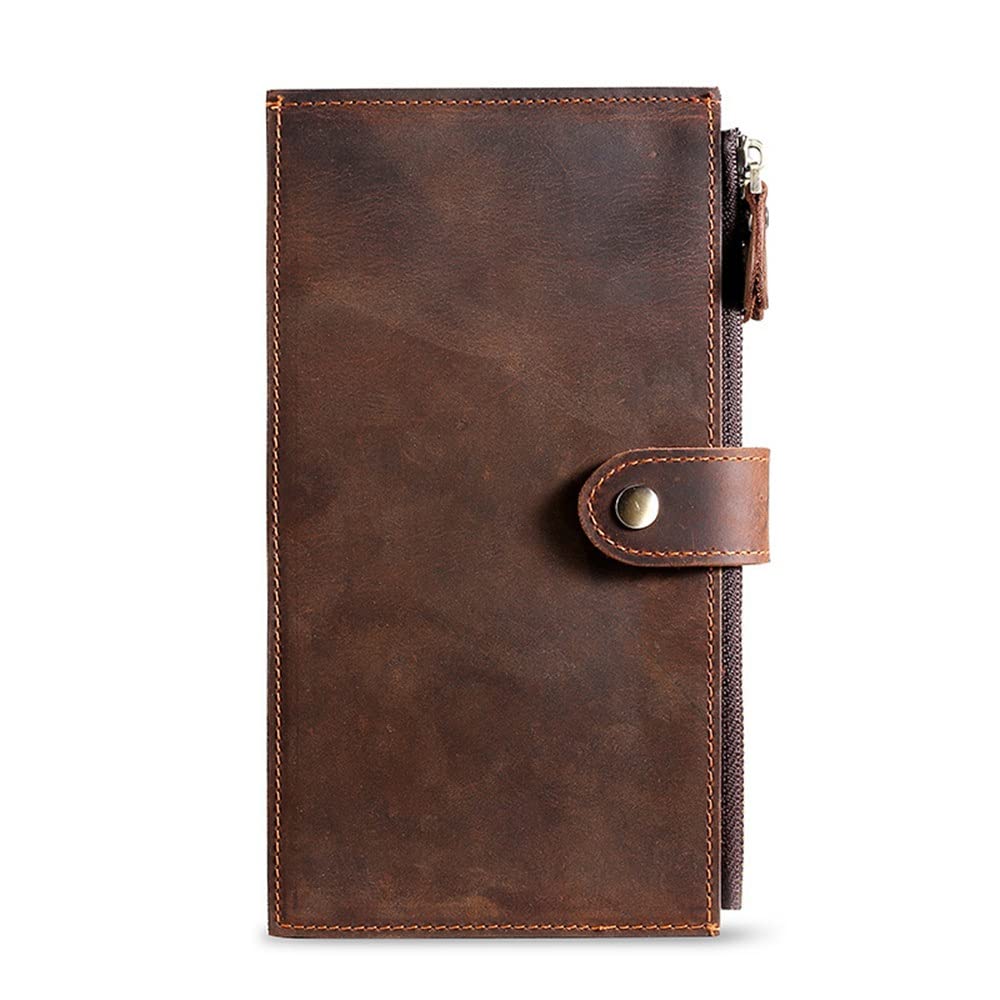 Distressed Retro Card Holder Multifunctional Mens Handbag Large Capacity Zipper Mobile Phone Bag Long Wallet
