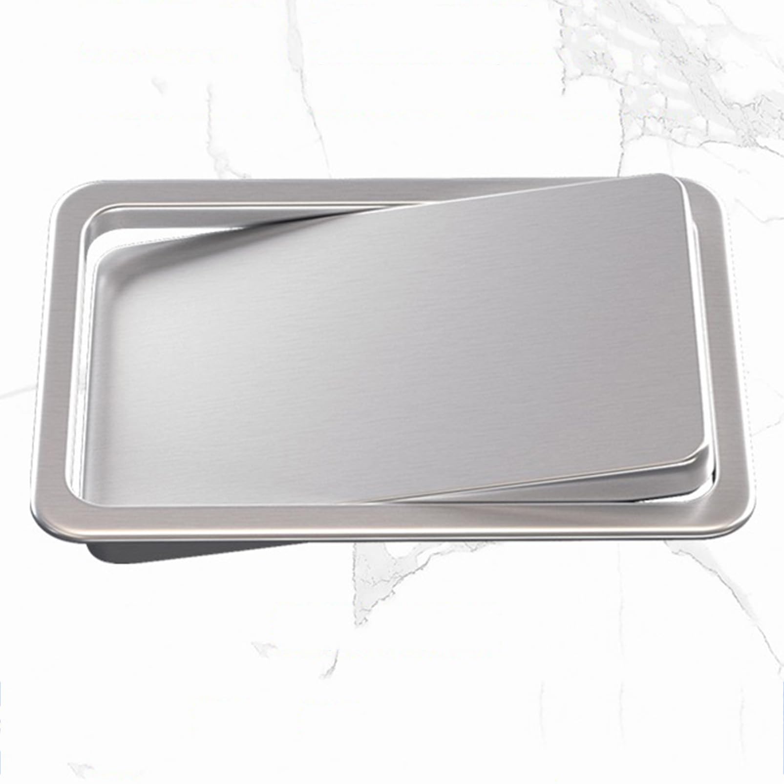 TIANQIHAO Recessed Waste Chute Lid, 304 Stainless Steel Balance Flap Cover For Countertop, Brushed Surface Trash Bin Swing Lid For Kitchen Garbage Disposal,Silvery-230×164mm