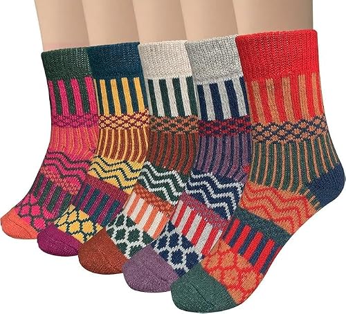 Image of Chalier Finery Ladies Socks Wool Thermal Fluffy Gifts For Women 5 Pairs